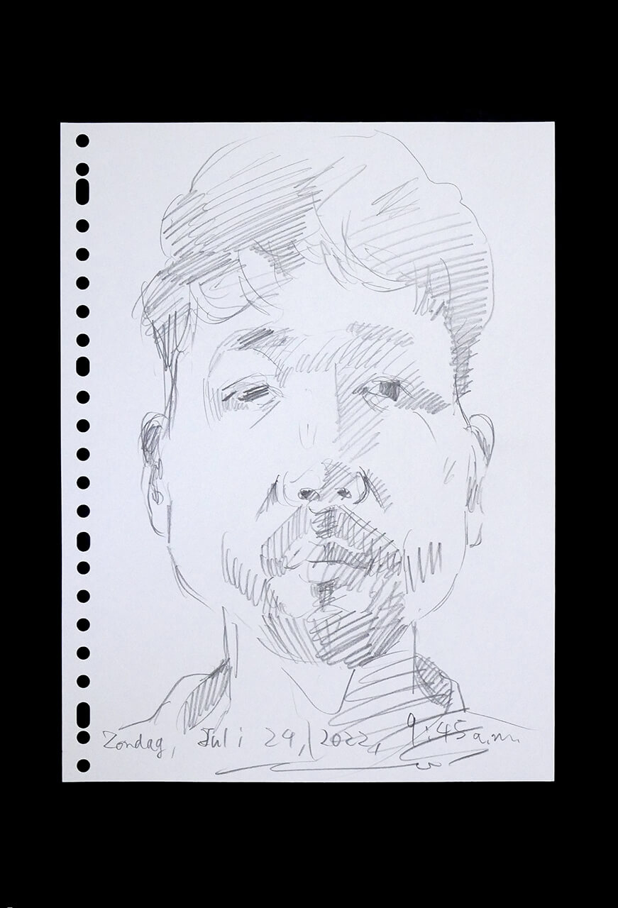 Contemporary artist SHINTAKU Tomoni's 2022/7/24 Self-portrait or pencil drawing