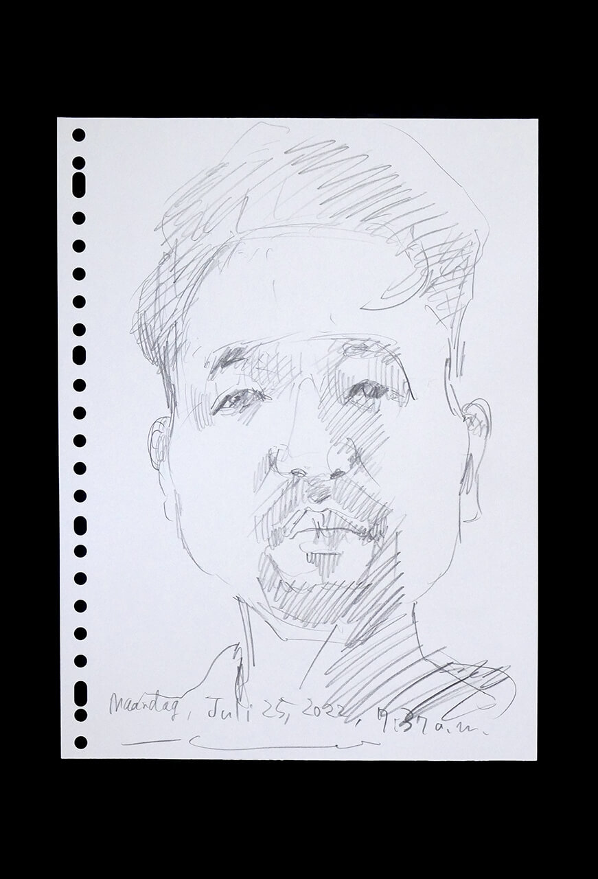 Contemporary artist SHINTAKU Tomoni's 2022/7/25 Self-portrait or pencil drawing