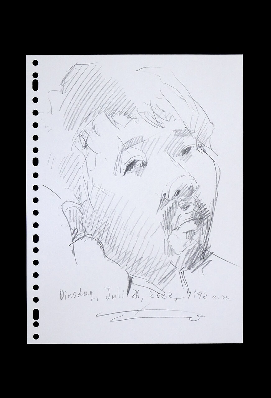 Contemporary artist SHINTAKU Tomoni's 2022/7/26 Self-portrait or pencil drawing