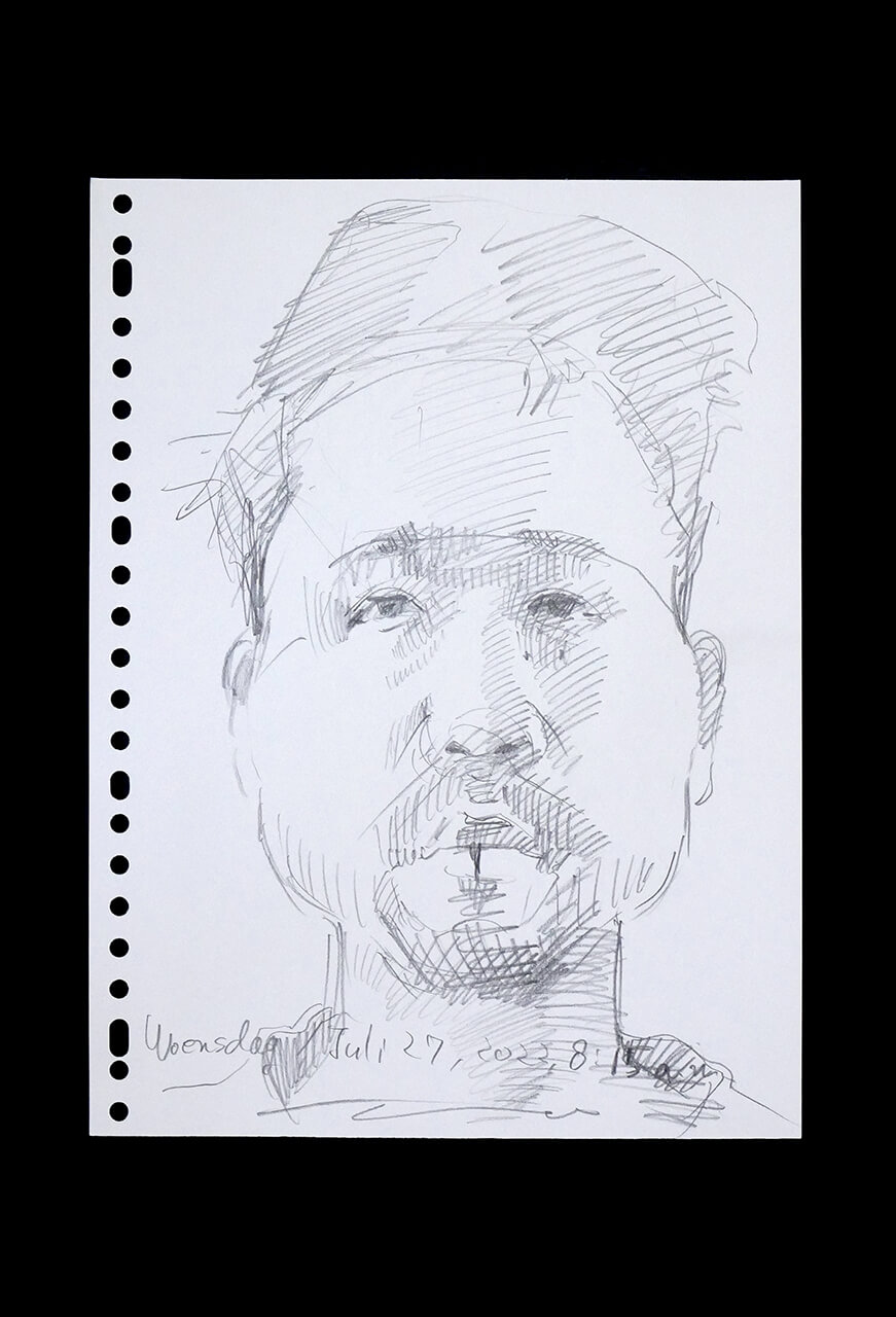 Contemporary artist SHINTAKU Tomoni's 2022/7/27 Self-portrait or pencil drawing