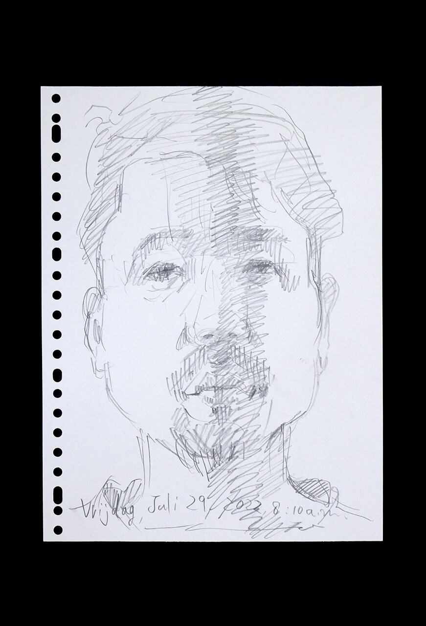 Contemporary artist SHINTAKU Tomoni's 2022/7/29 Self-portrait or pencil drawing