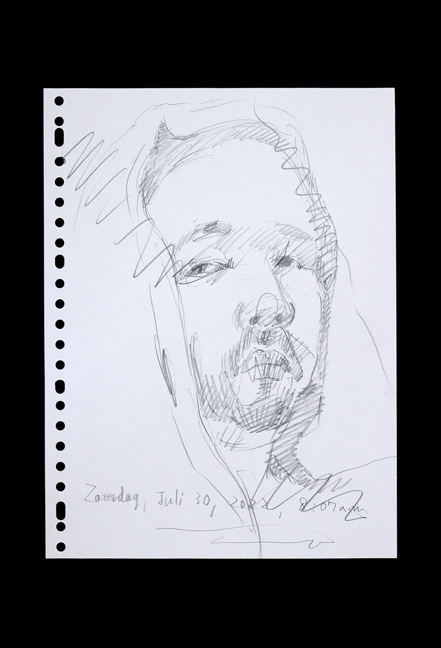 Contemporary artist SHINTAKU Tomoni's 2022/7/30 Self-portrait or pencil drawing