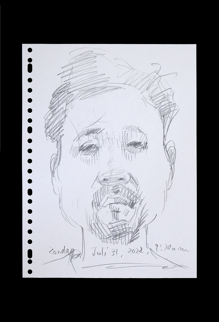 Contemporary artist SHINTAKU Tomoni's 2022/7/31 Self-portrait or pencil drawing