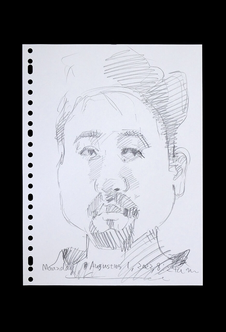 Contemporary artist SHINTAKU Tomoni's 2022/8/1 Self-portrait or pencil drawing