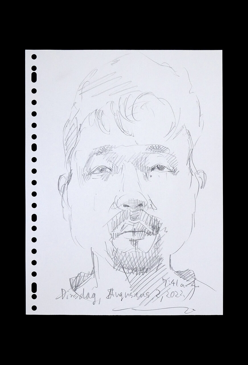 Contemporary artist SHINTAKU Tomoni's 2022/8/2 Self-portrait or pencil drawing
