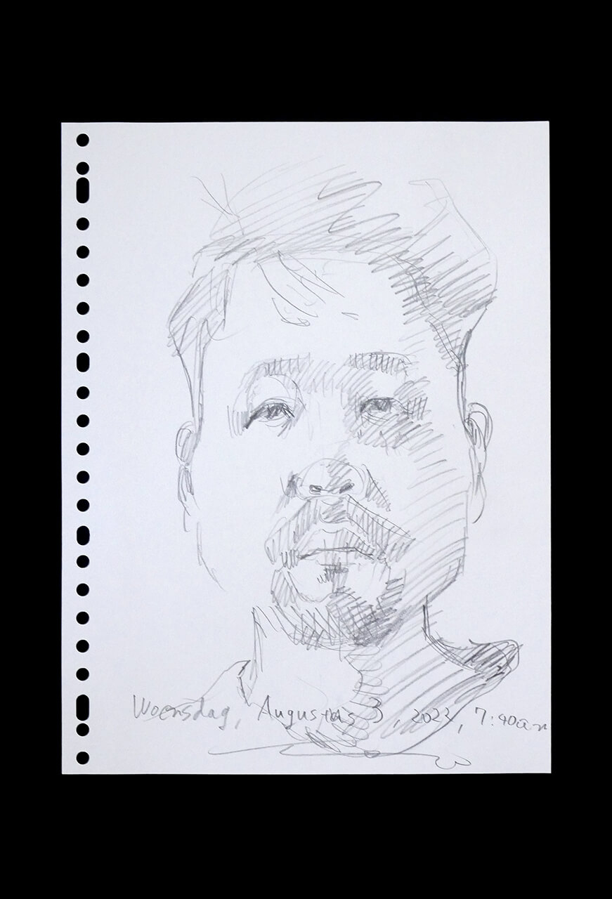 Contemporary artist SHINTAKU Tomoni's 2022/8/3 Self-portrait or pencil drawing