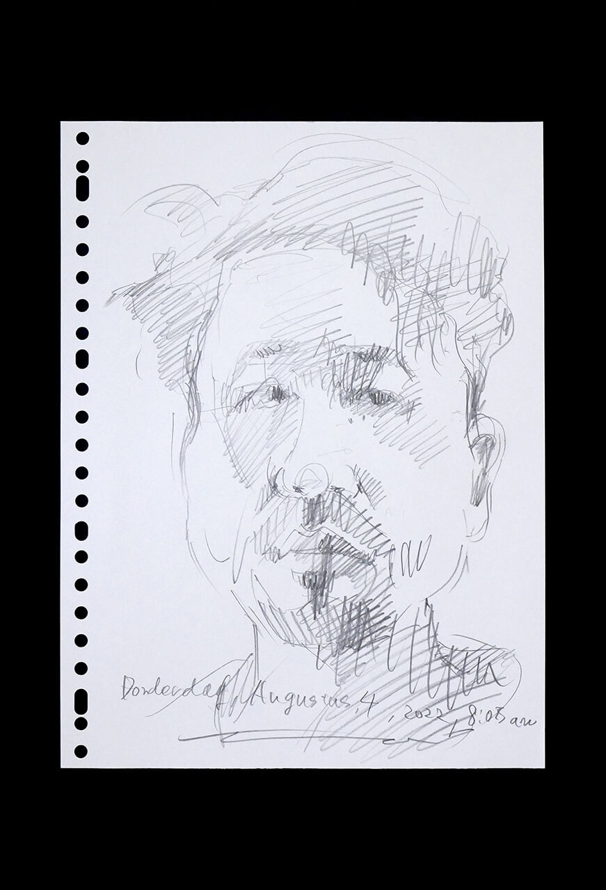 Contemporary artist SHINTAKU Tomoni's 2022/8/4 Self-portrait or pencil drawing