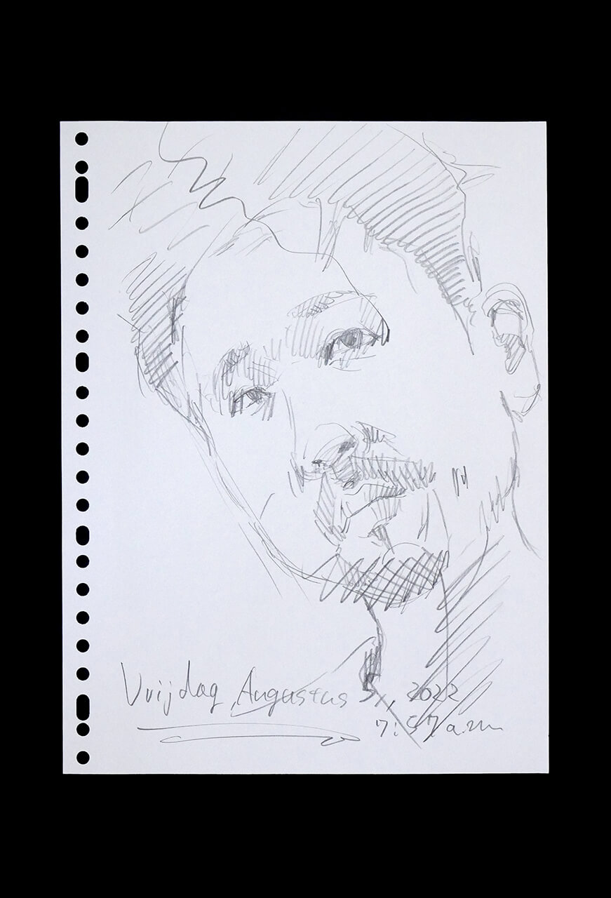 Contemporary artist SHINTAKU Tomoni's 2022/8/5 Self-portrait or pencil drawing