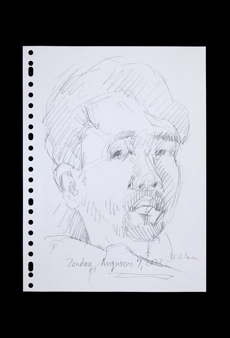 Contemporary artist SHINTAKU Tomoni's 2022/8/7 Self-portrait or pencil drawing
