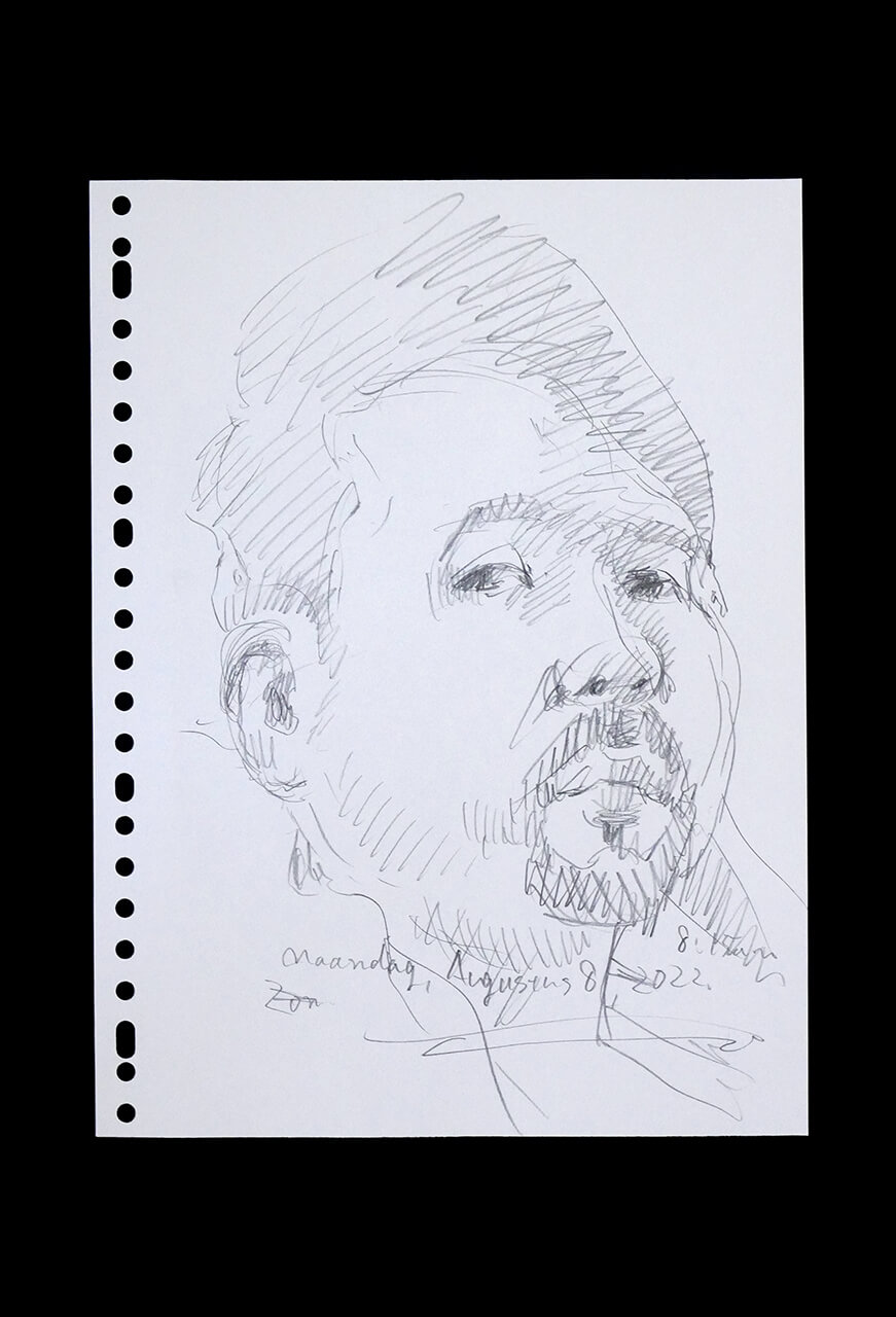 Contemporary artist SHINTAKU Tomoni's 2022/8/8 Self-portrait or pencil drawing