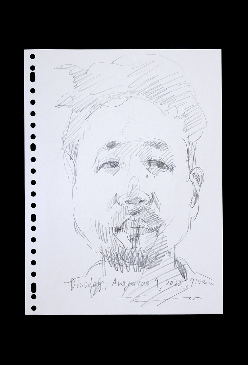 Contemporary artist SHINTAKU Tomoni's 2022/8/9 Self-portrait or pencil drawing