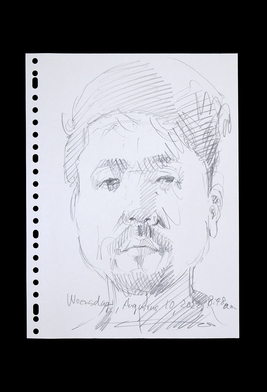 Contemporary artist SHINTAKU Tomoni's 2022/8/10 Self-portrait or pencil drawing