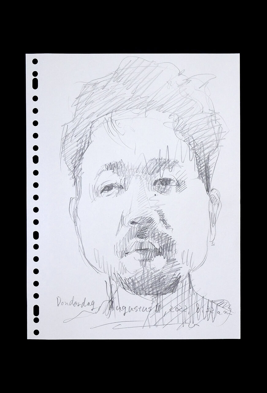 Contemporary artist SHINTAKU Tomoni's 2022/8/11 Self-portrait or pencil drawing
