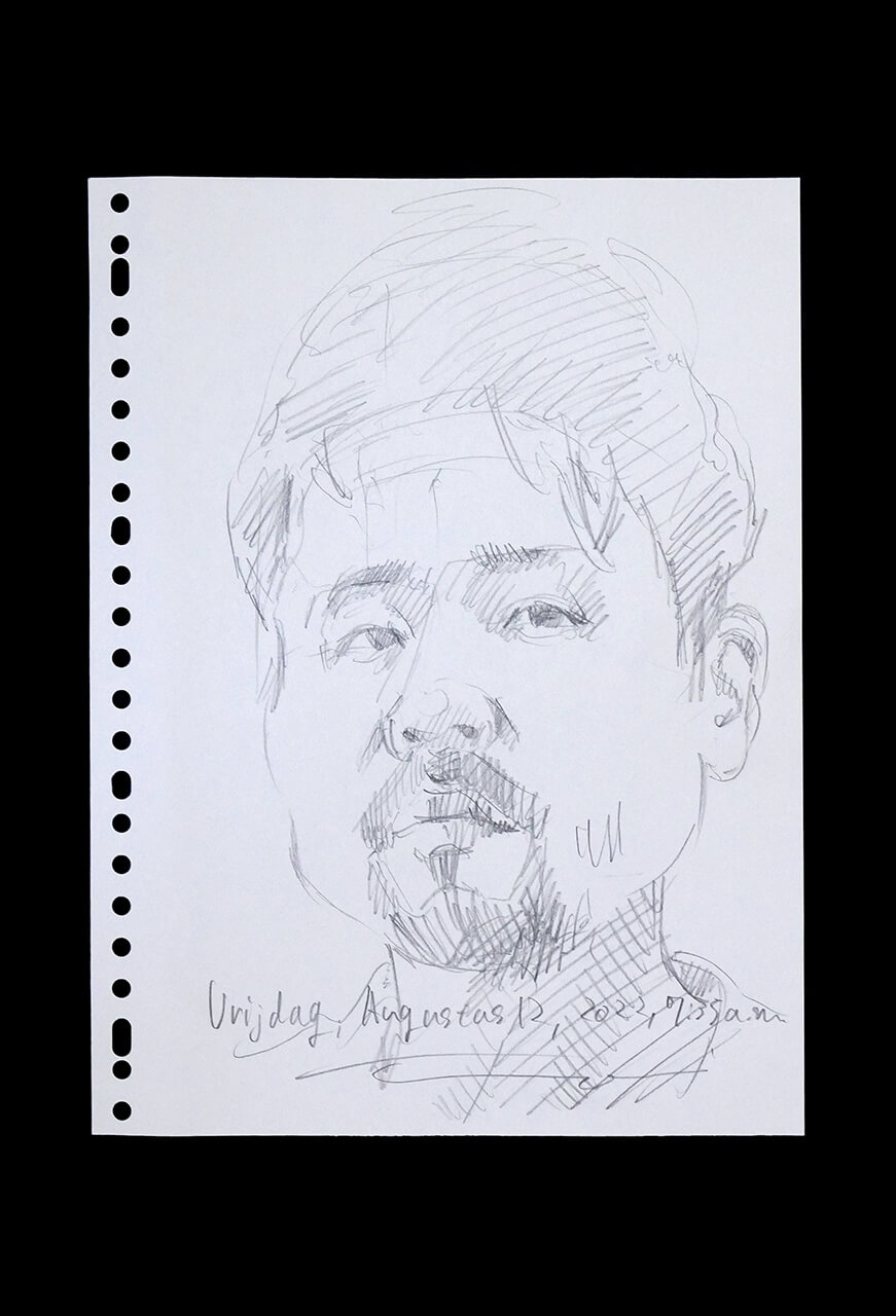Contemporary artist SHINTAKU Tomoni's 2022/8/12 Self-portrait or pencil drawing