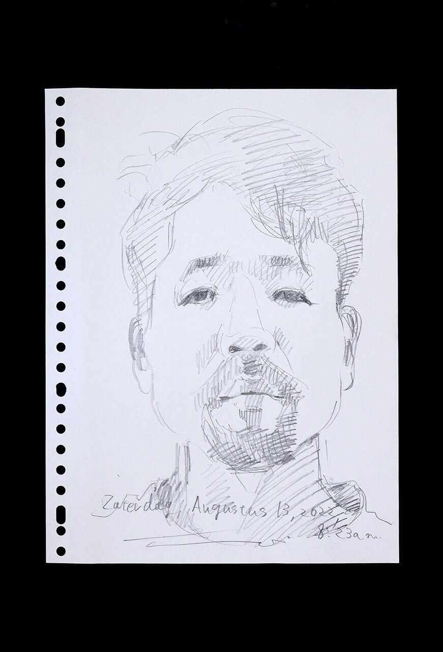 Contemporary artist SHINTAKU Tomoni's 2022/8/13 Self-portrait or pencil drawing