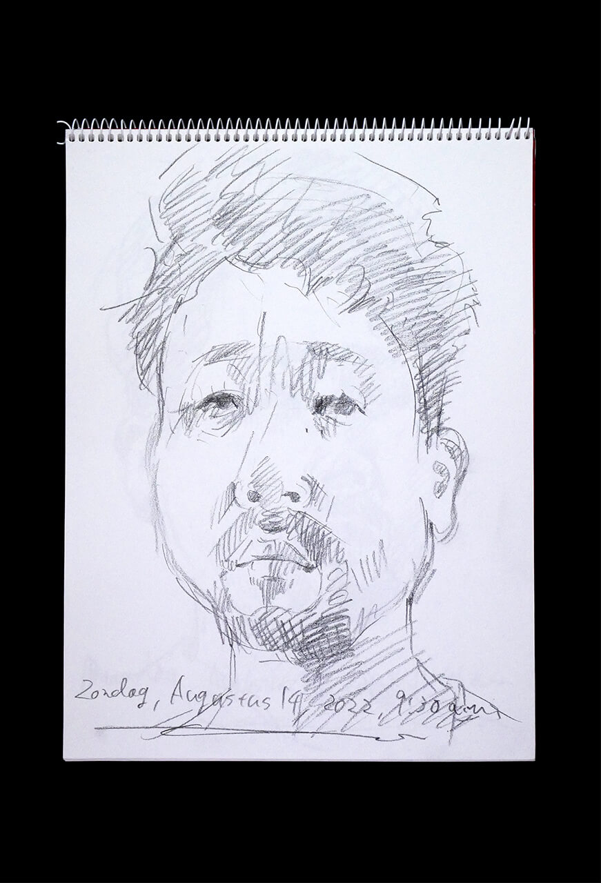 Contemporary artist SHINTAKU Tomoni's 2022/8/14 Self-portrait or pencil drawing