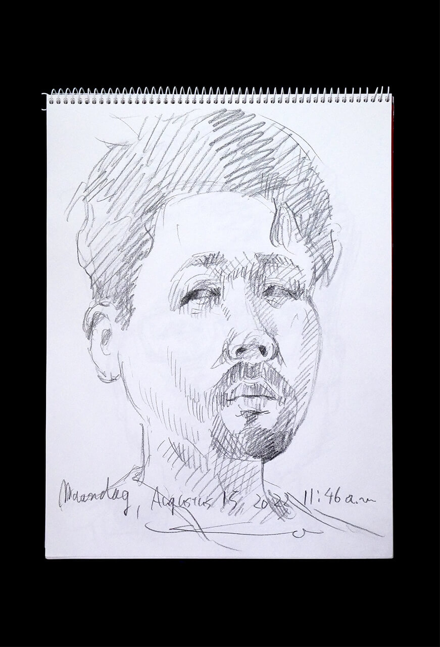 Contemporary artist SHINTAKU Tomoni's 2022/8/15 Self-portrait or pencil drawing
