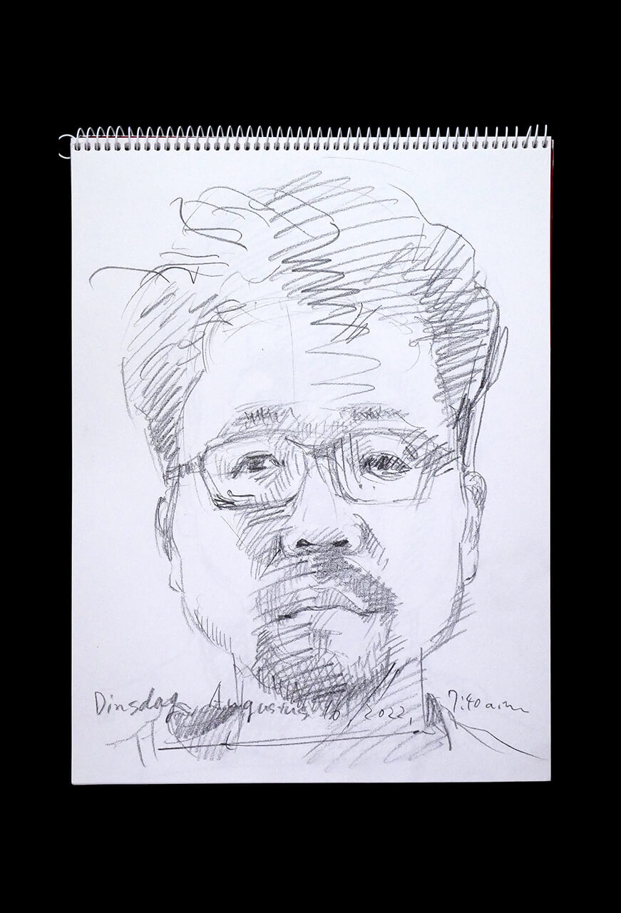 Contemporary artist SHINTAKU Tomoni's 2022/8/16 Self-portrait or pencil drawing
