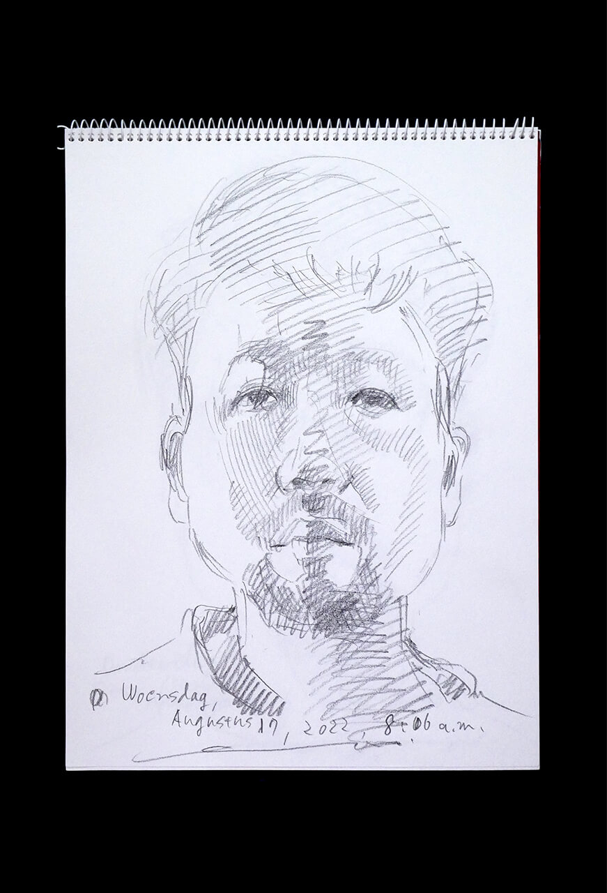 Contemporary artist SHINTAKU Tomoni's 2022/8/17 Self-portrait or pencil drawing