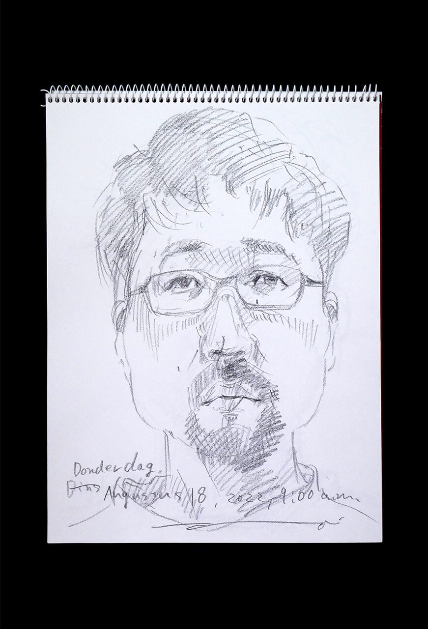 Contemporary artist SHINTAKU Tomoni's 2022/8/18 Self-portrait or pencil drawing