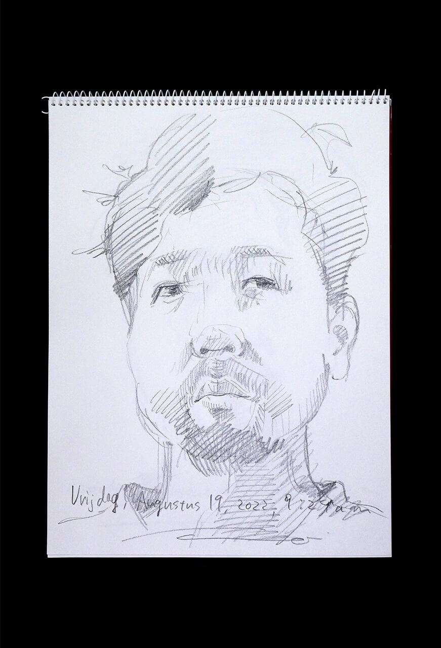 Contemporary artist SHINTAKU Tomoni's 2022/8/19 Self-portrait or pencil drawing