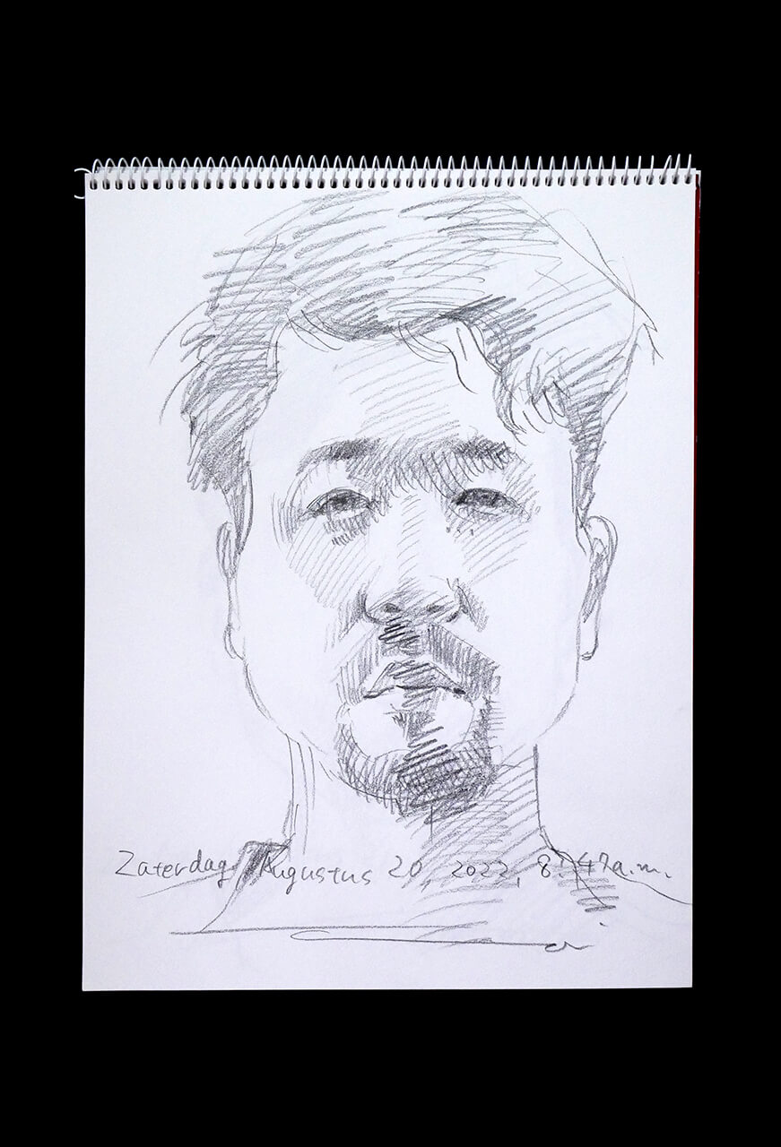 Contemporary artist SHINTAKU Tomoni's 2022/8/20 Self-portrait or pencil drawing