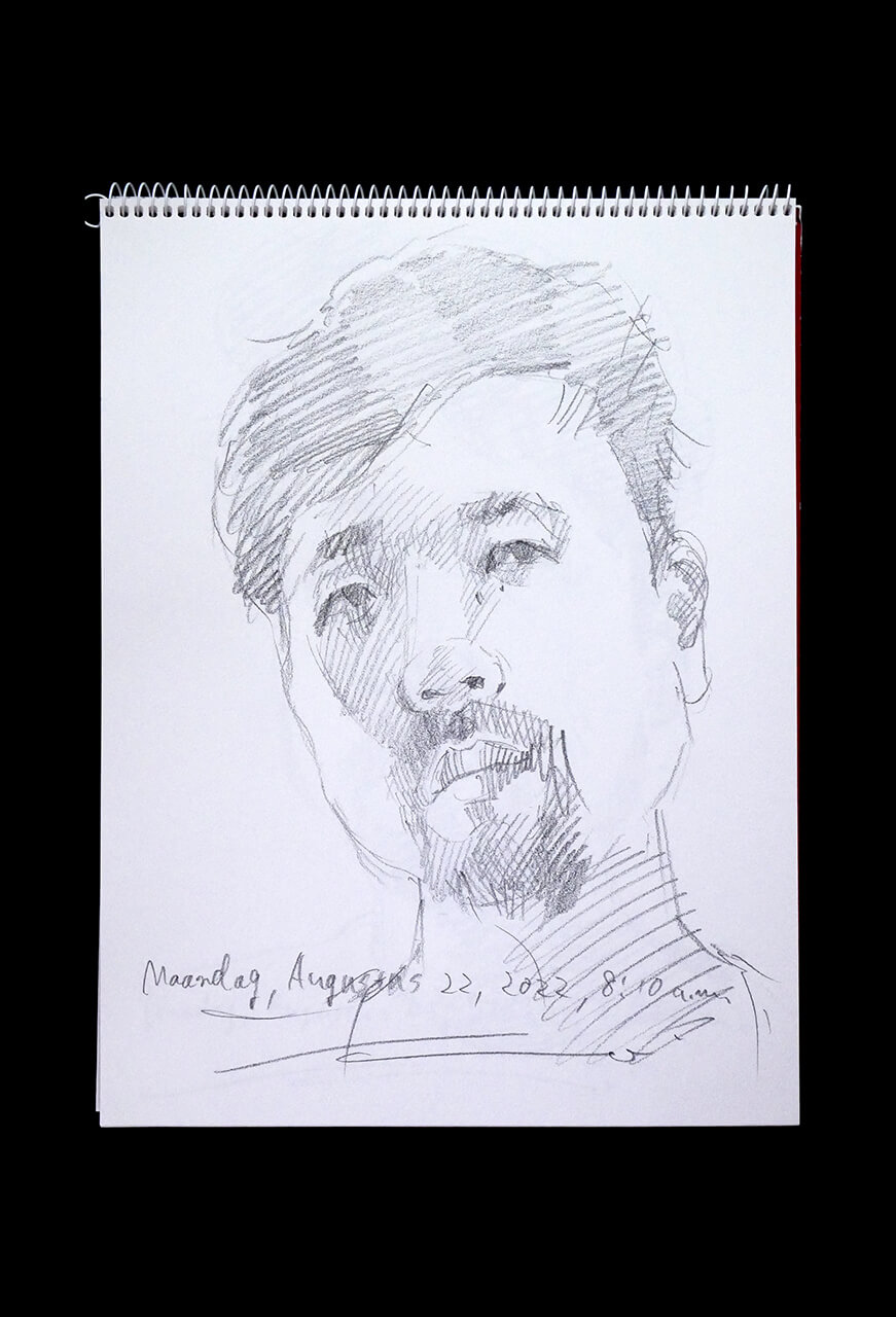 Contemporary artist SHINTAKU Tomoni's 2022/8/22 Self-portrait or pencil drawing