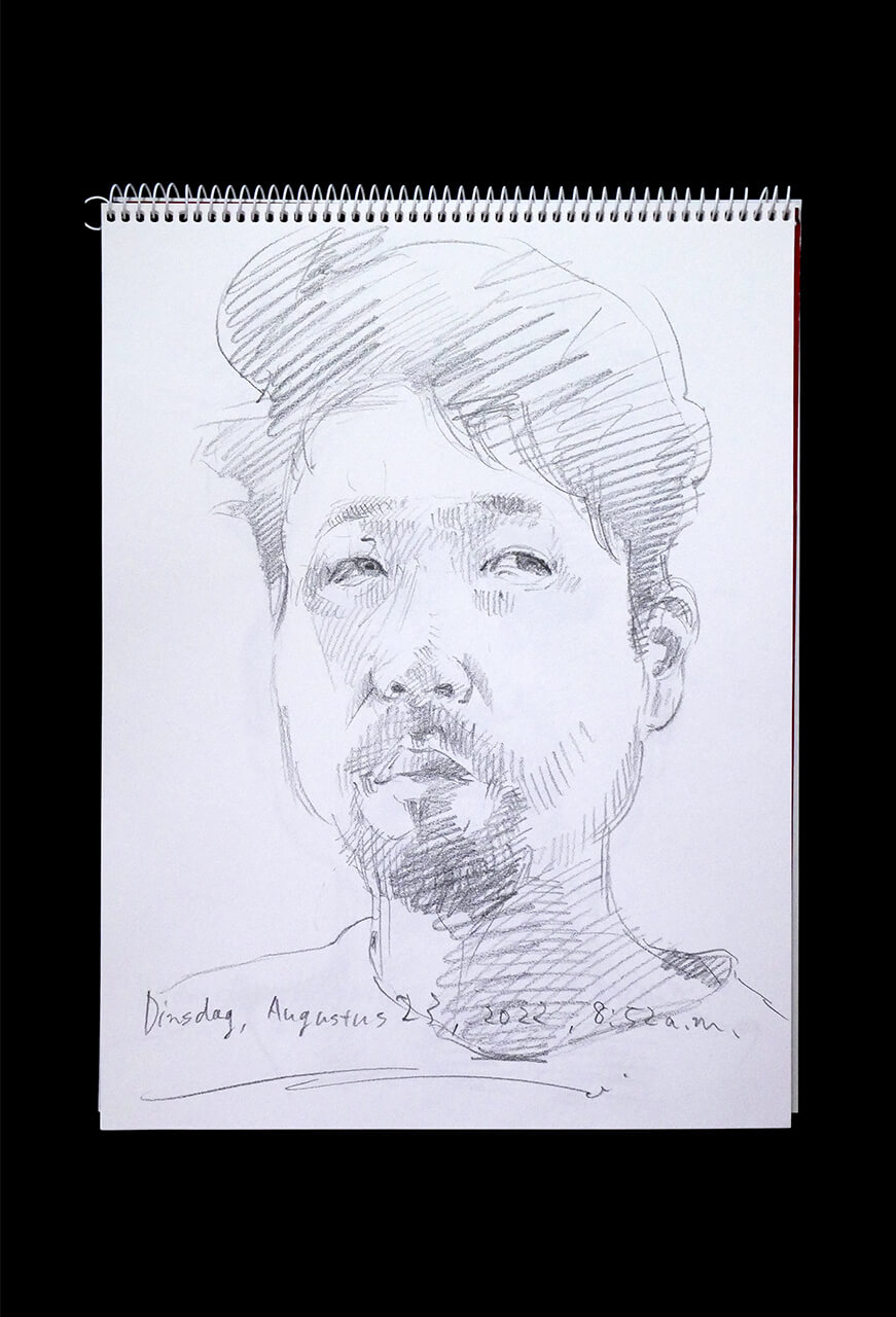 Contemporary artist SHINTAKU Tomoni's 2022/8/23 Self-portrait or pencil drawing
