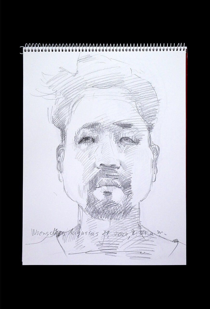Contemporary artist SHINTAKU Tomoni's 2022/8/24 Self-portrait or pencil drawing