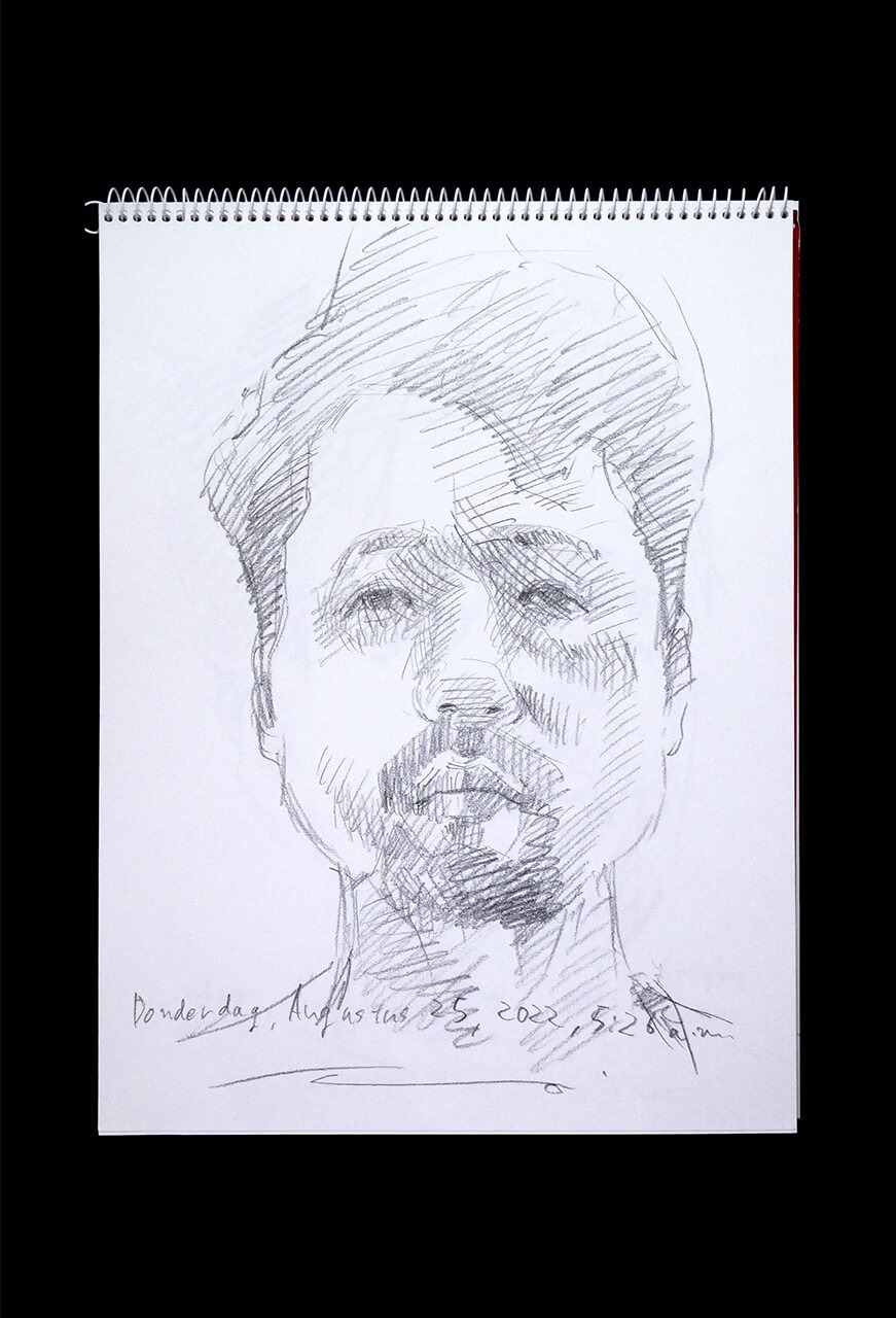 Contemporary artist SHINTAKU Tomoni's 2022/8/25 Self-portrait or pencil drawing