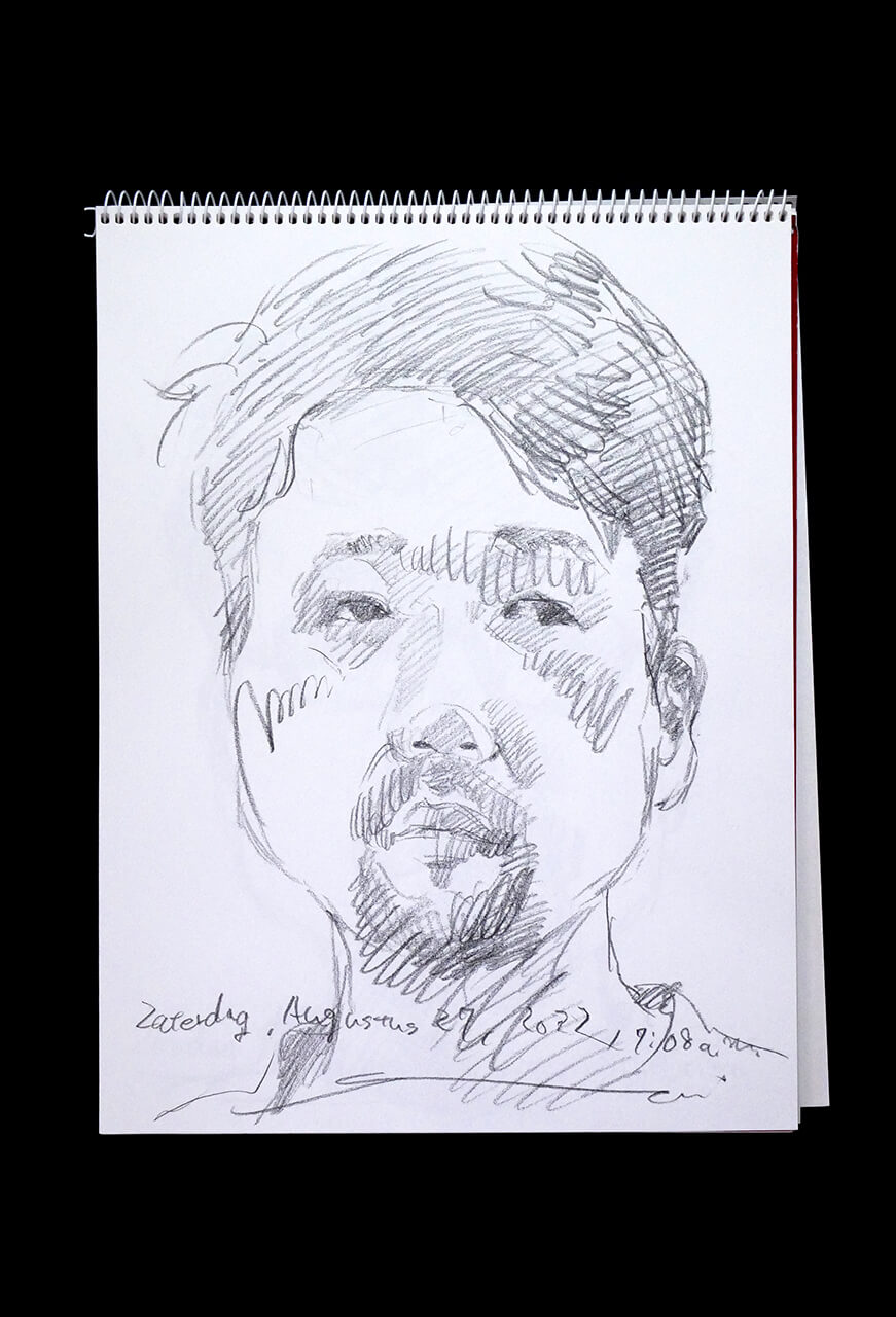 Contemporary artist SHINTAKU Tomoni's 2022/8/27 Self-portrait or pencil drawing