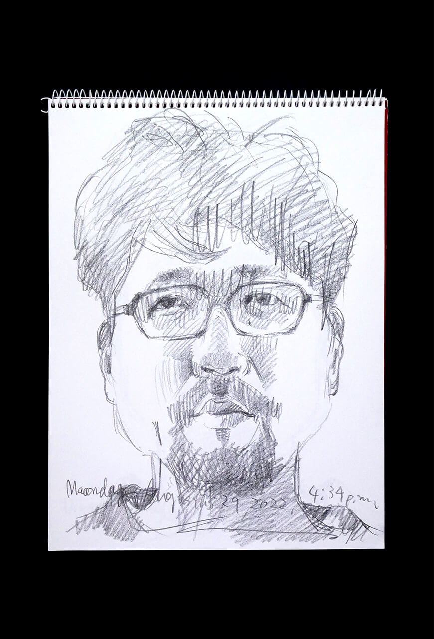 Contemporary artist SHINTAKU Tomoni's 2022/8/29 Self-portrait or pencil drawing