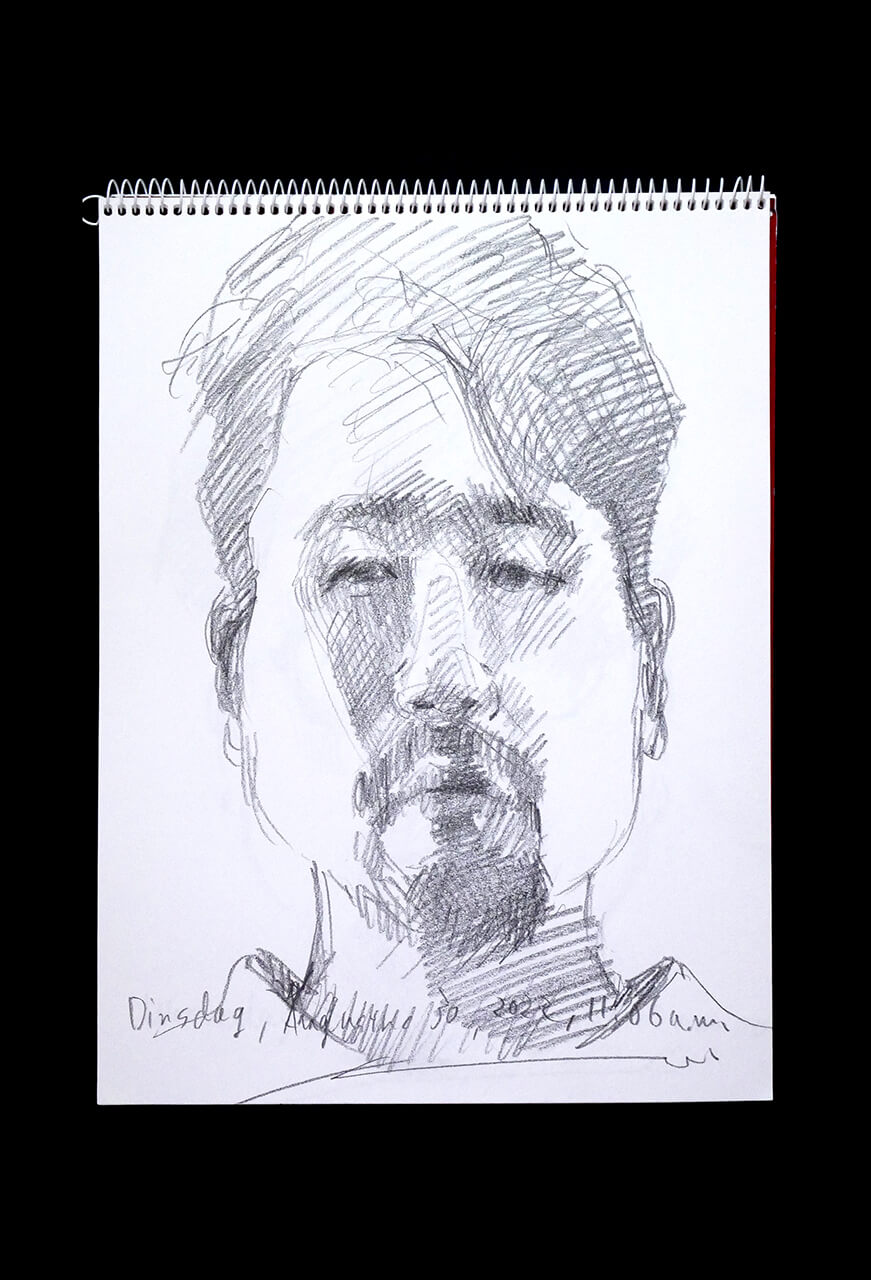 Contemporary artist SHINTAKU Tomoni's 2022/8/30 Self-portrait or pencil drawing