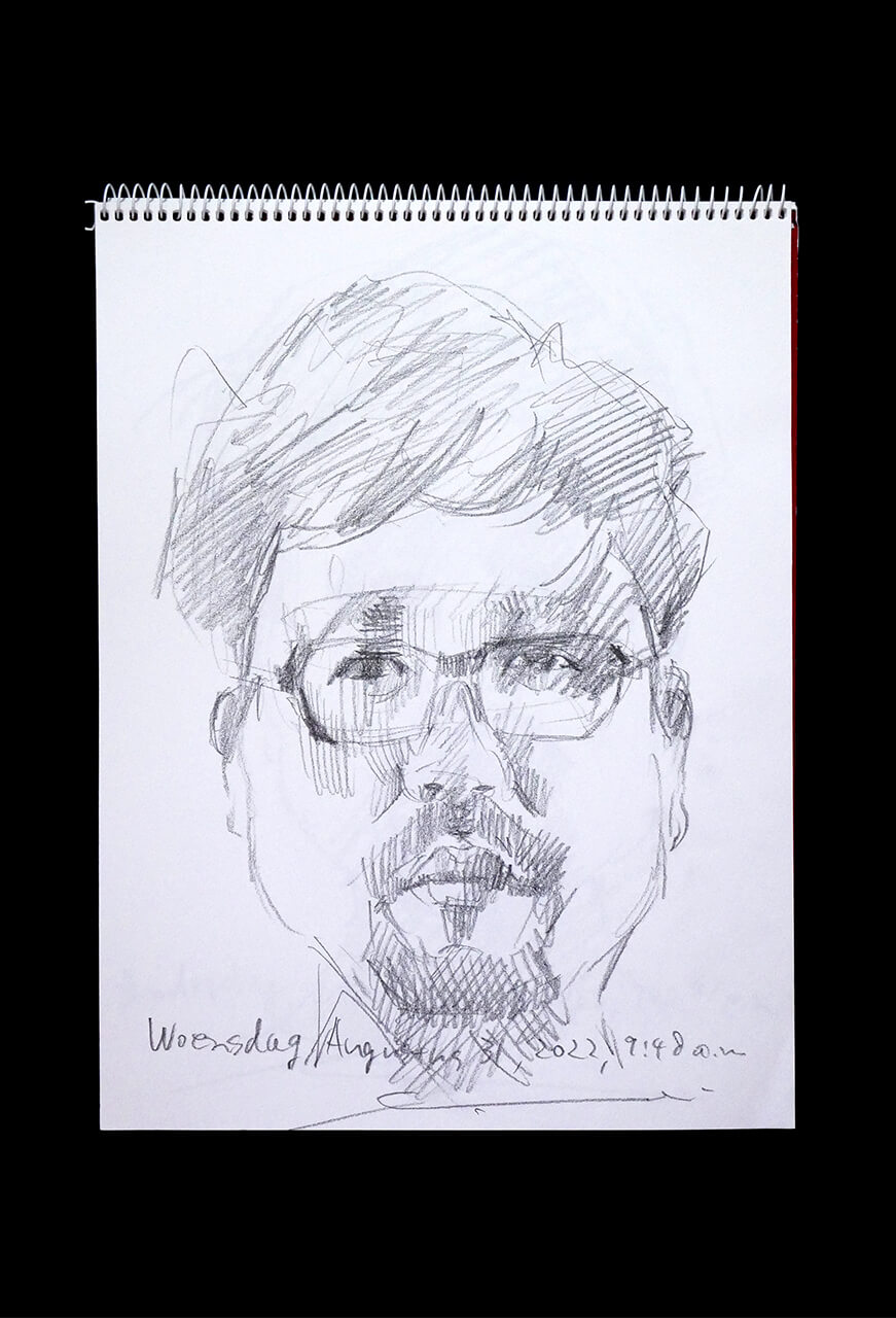 Contemporary artist SHINTAKU Tomoni's 2022/8/31 Self-portrait or pencil drawing