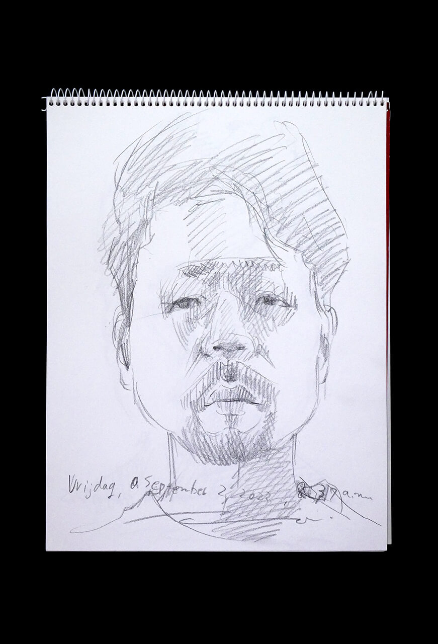 Contemporary artist SHINTAKU Tomoni's 2022/9/2 Self-portrait or pencil drawing
