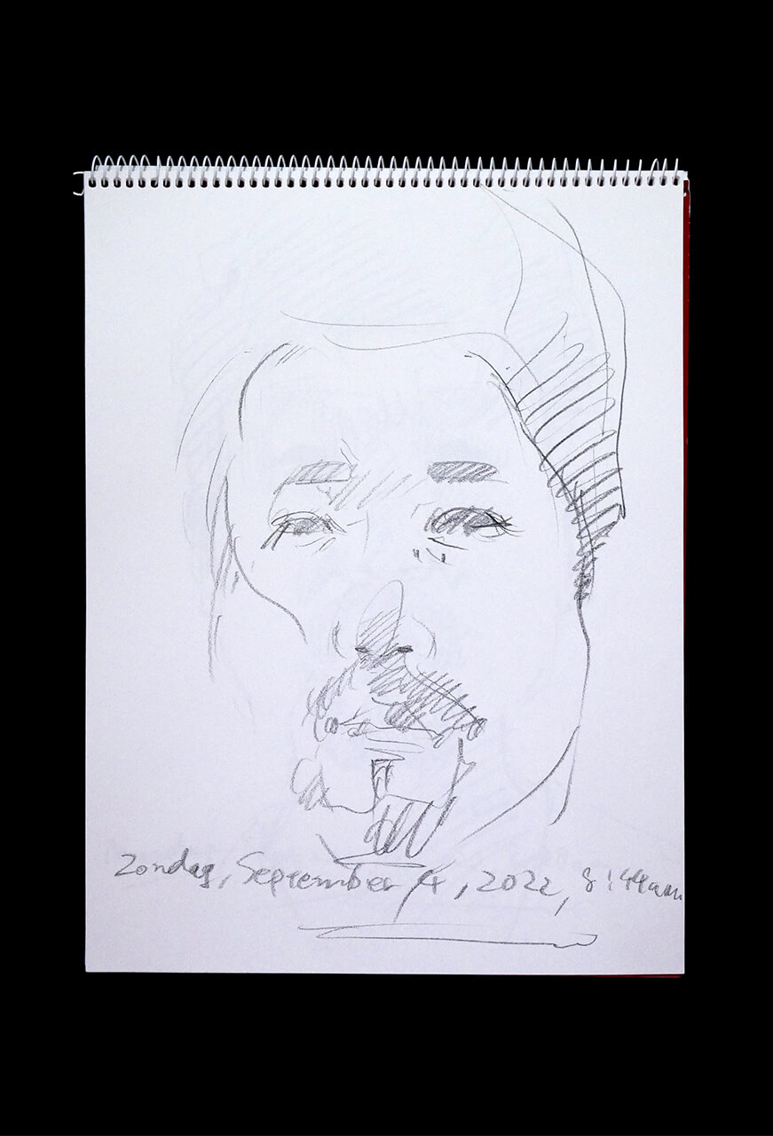 Contemporary artist SHINTAKU Tomoni's 2022/9/4 Self-portrait or pencil drawing
