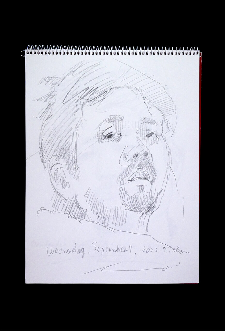 Contemporary artist SHINTAKU Tomoni's 2022/9/7 Self-portrait or pencil drawing