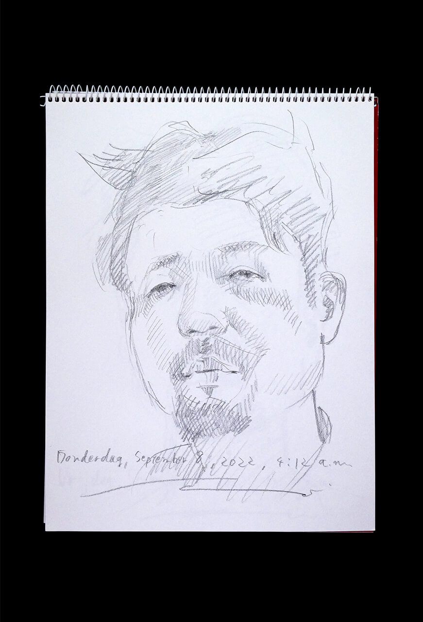 Contemporary artist SHINTAKU Tomoni's 2022/9/8 Self-portrait or pencil drawing