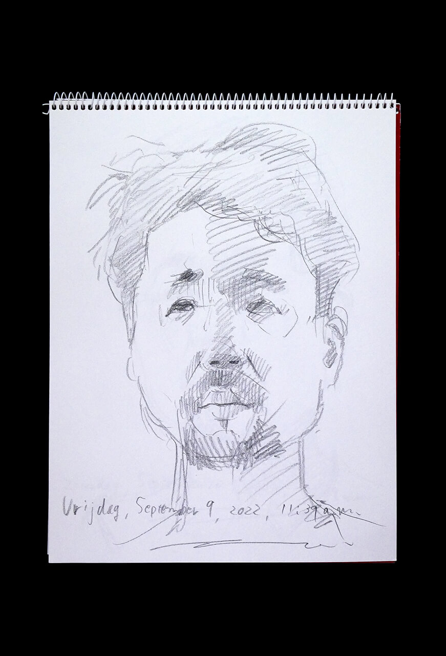 Contemporary artist SHINTAKU Tomoni's 2022/9/9 Self-portrait or pencil drawing