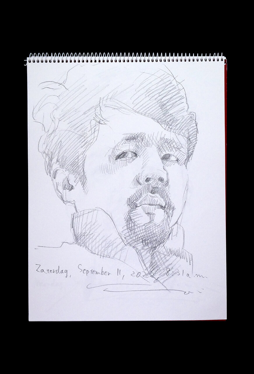 Contemporary artist SHINTAKU Tomoni's 2022/9/11 Self-portrait or pencil drawing
