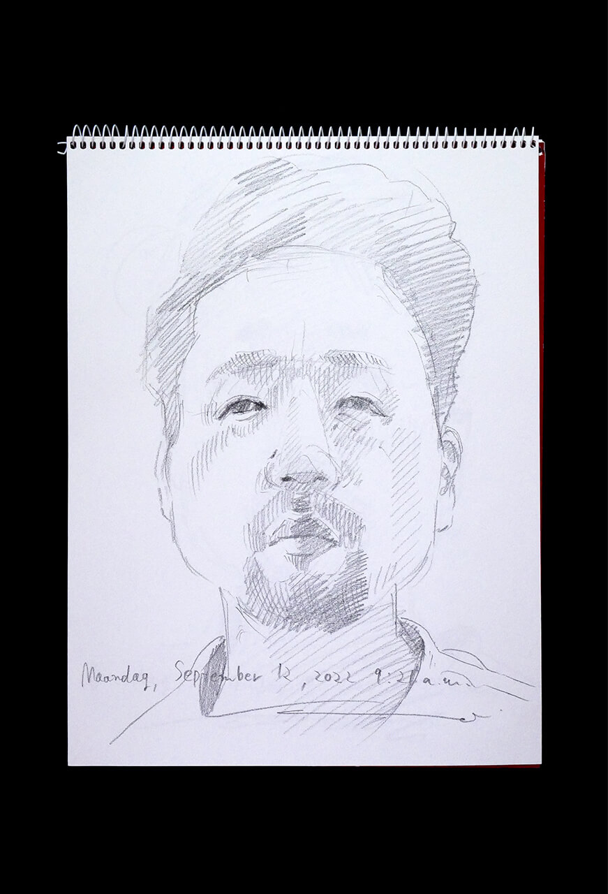 Contemporary artist SHINTAKU Tomoni's 2022/9/12 Self-portrait or pencil drawing