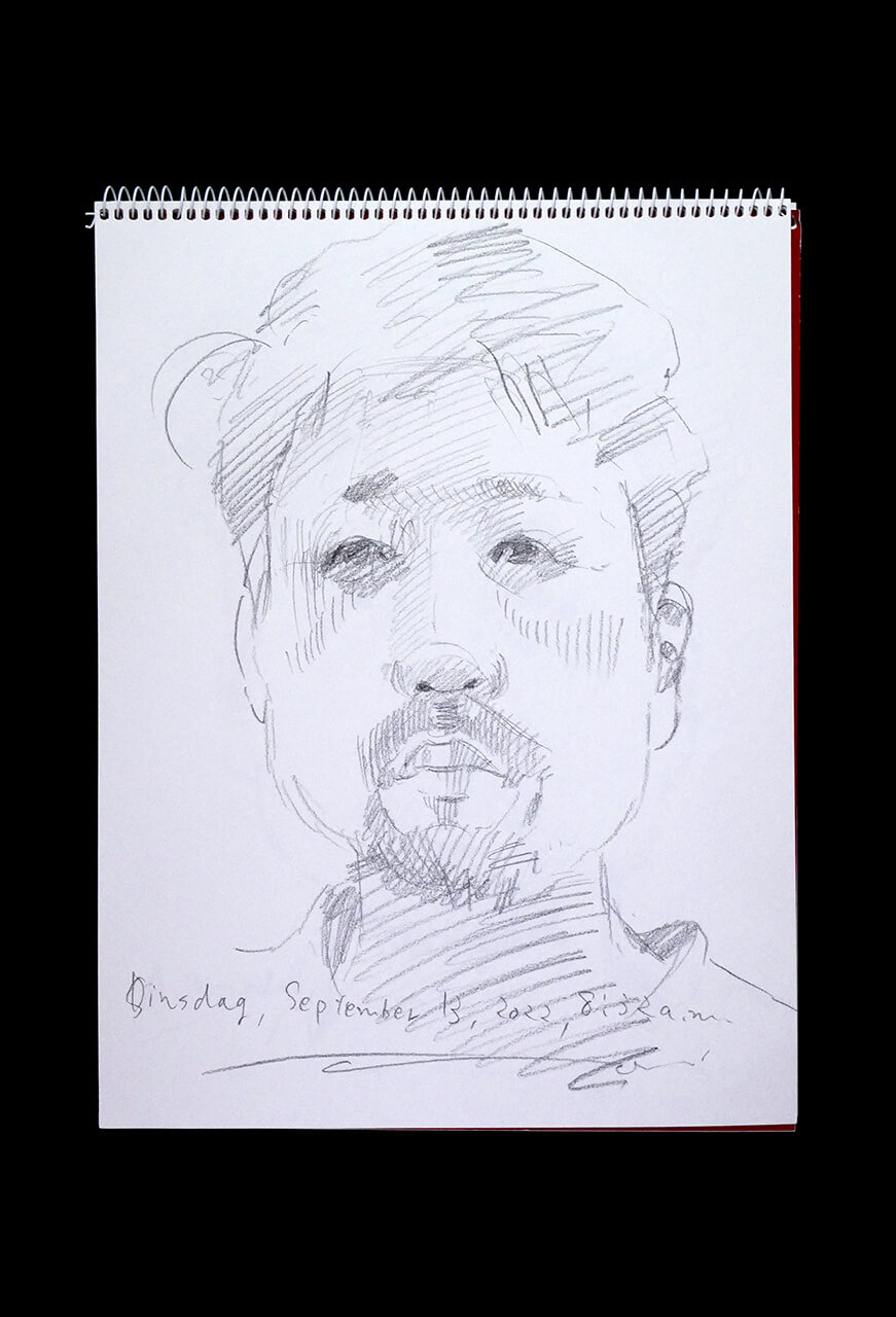 Contemporary artist SHINTAKU Tomoni's 2022/9/13 Self-portrait or pencil drawing