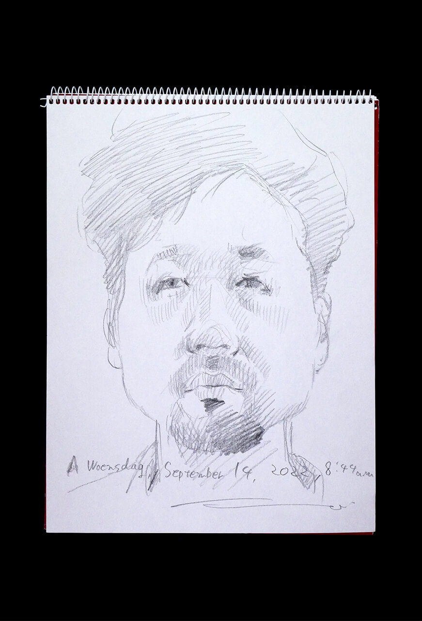 Contemporary artist SHINTAKU Tomoni's 2022/9/14 Self-portrait or pencil drawing