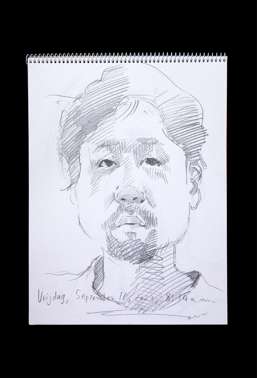 Contemporary artist SHINTAKU Tomoni's 2022/9/16 Self-portrait or pencil drawing