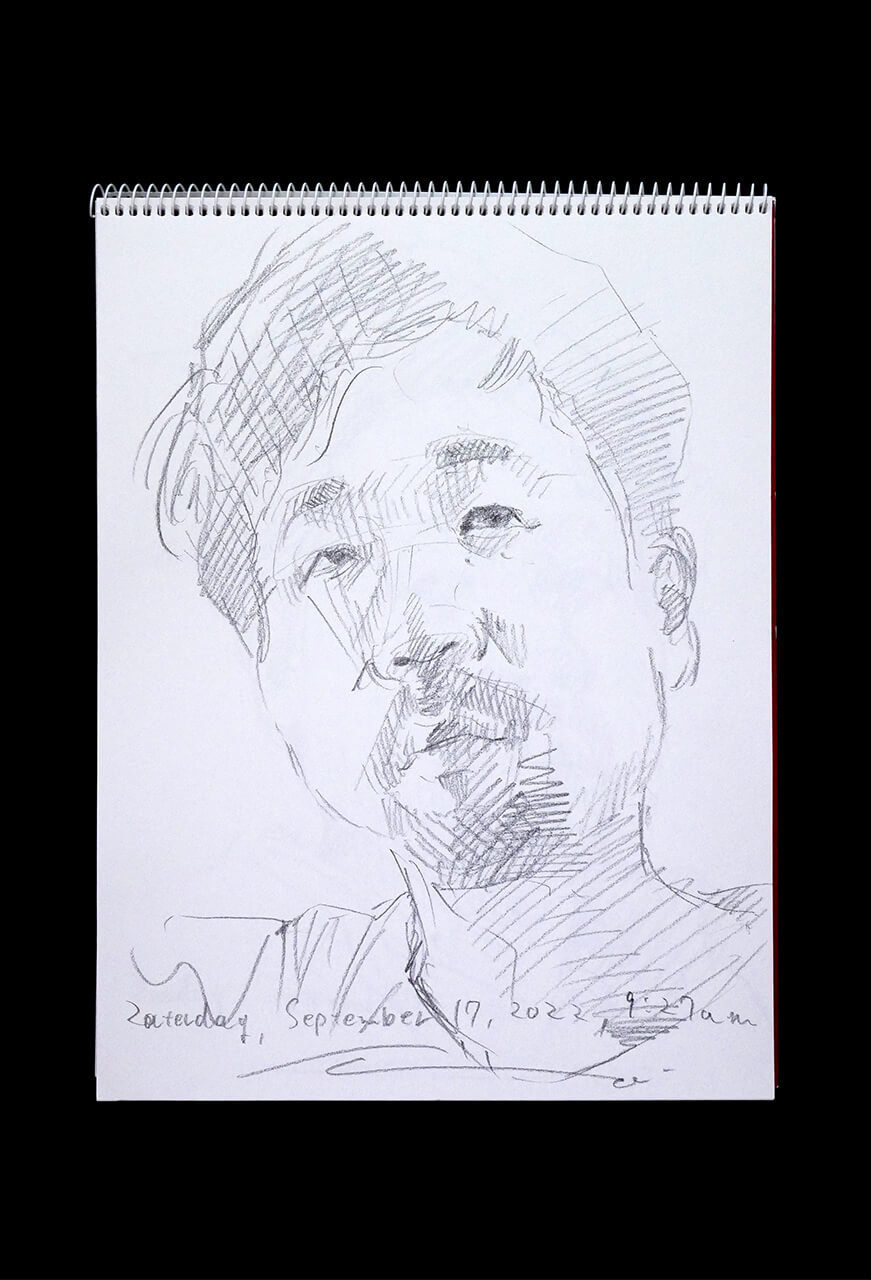 Contemporary artist SHINTAKU Tomoni's 2022/9/17 Self-portrait or pencil drawing