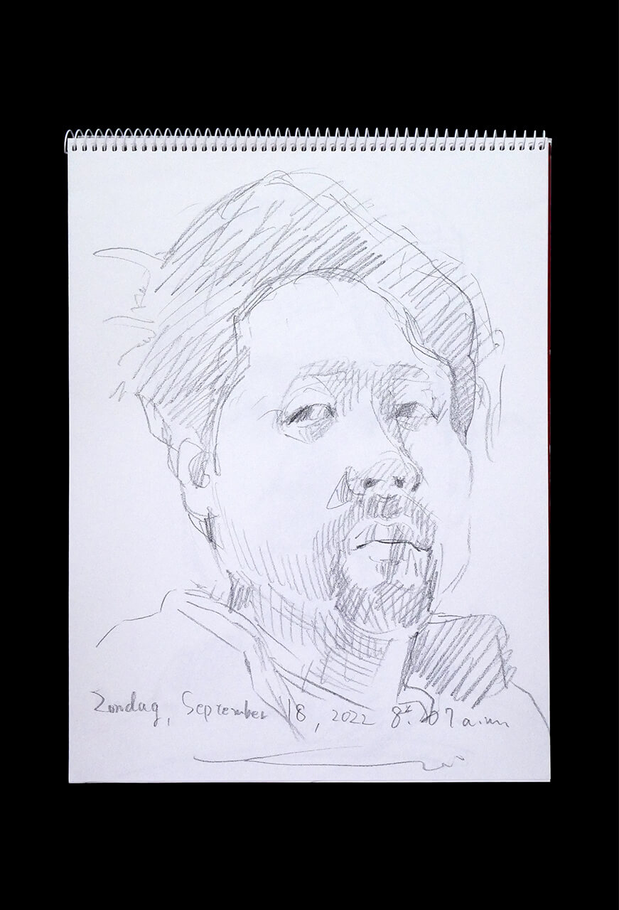 Contemporary artist SHINTAKU Tomoni's 2022/9/18 Self-portrait or pencil drawing