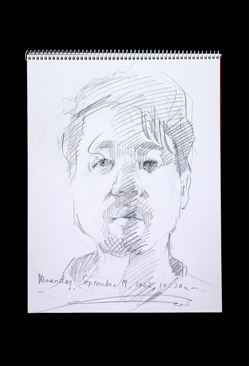 Contemporary artist SHINTAKU Tomoni's 2022/9/19 Self-portrait or pencil drawing