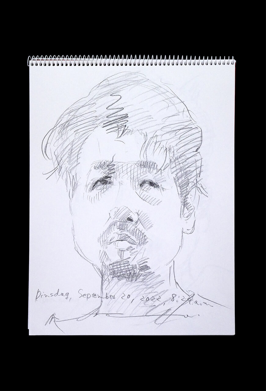Contemporary artist SHINTAKU Tomoni's 2022/9/20 Self-portrait or pencil drawing