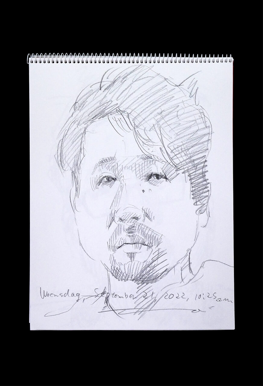 Contemporary artist SHINTAKU Tomoni's 2022/9/21 Self-portrait or pencil drawing