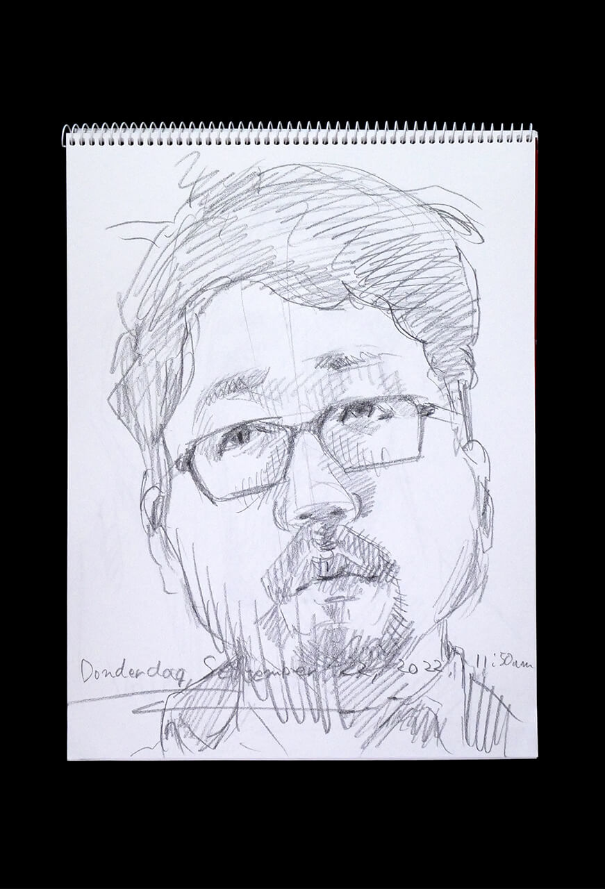 Contemporary artist SHINTAKU Tomoni's 2022/9/22 Self-portrait or pencil drawing